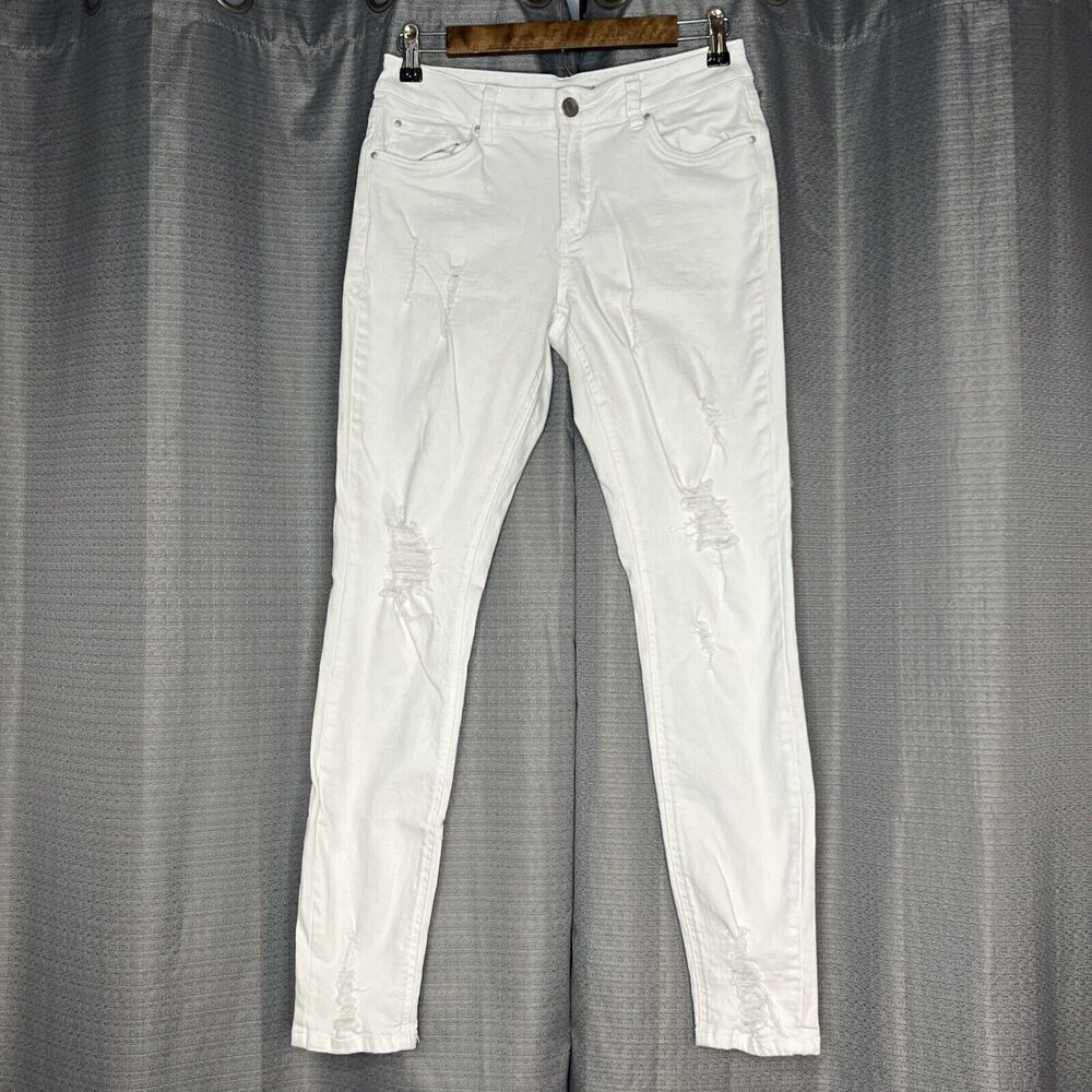 Refuge Ibiza Distressed Jeans Junior's Size 8 Skinny White